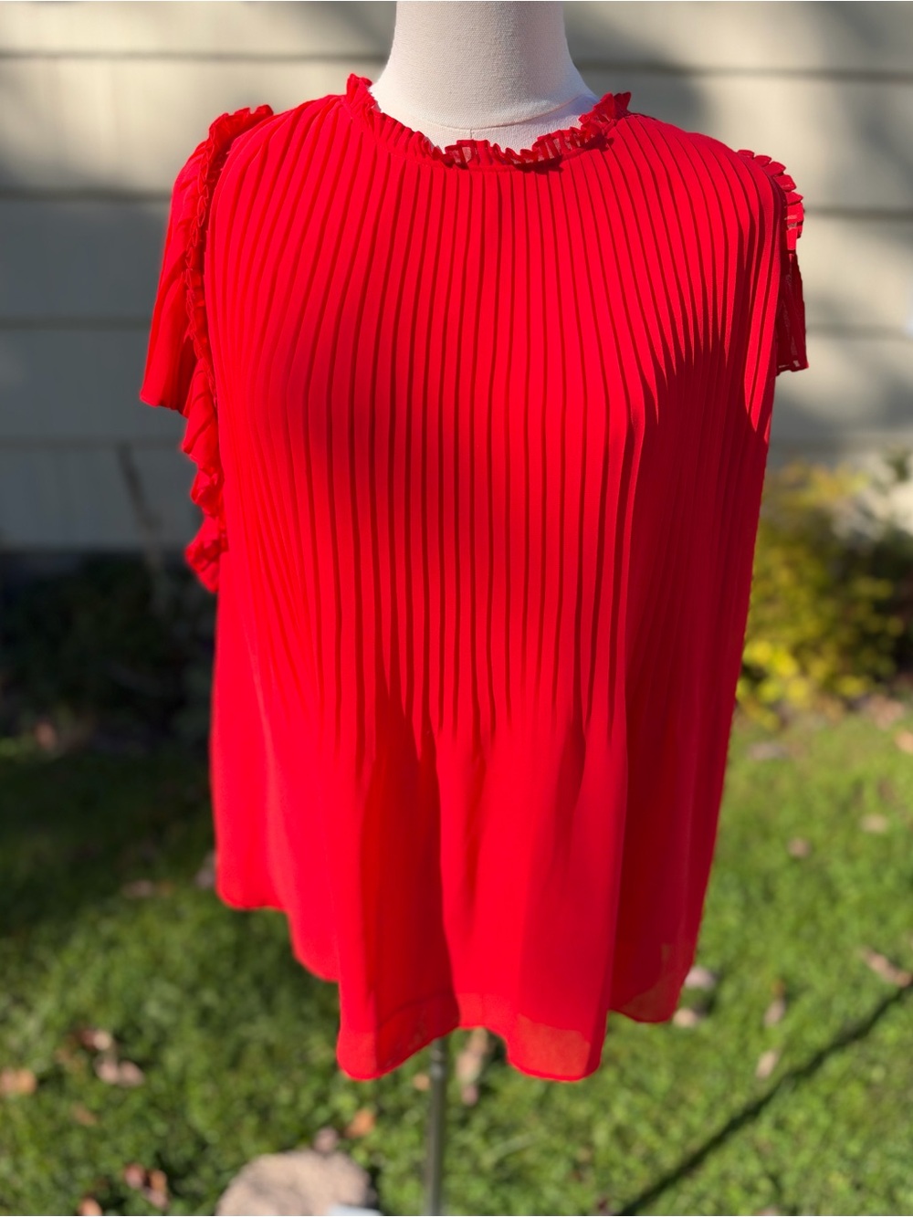 Ann Taylor pleated shirt with flutter sleeves